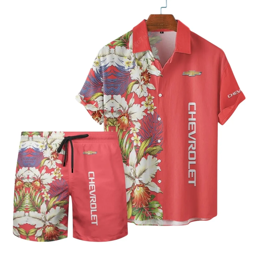Chevrolet Hawaiian Shirt Set, Gift For Chevrolet Lovers, Gift For Him, Husband, Boyfriend CAR12303042505 - Red