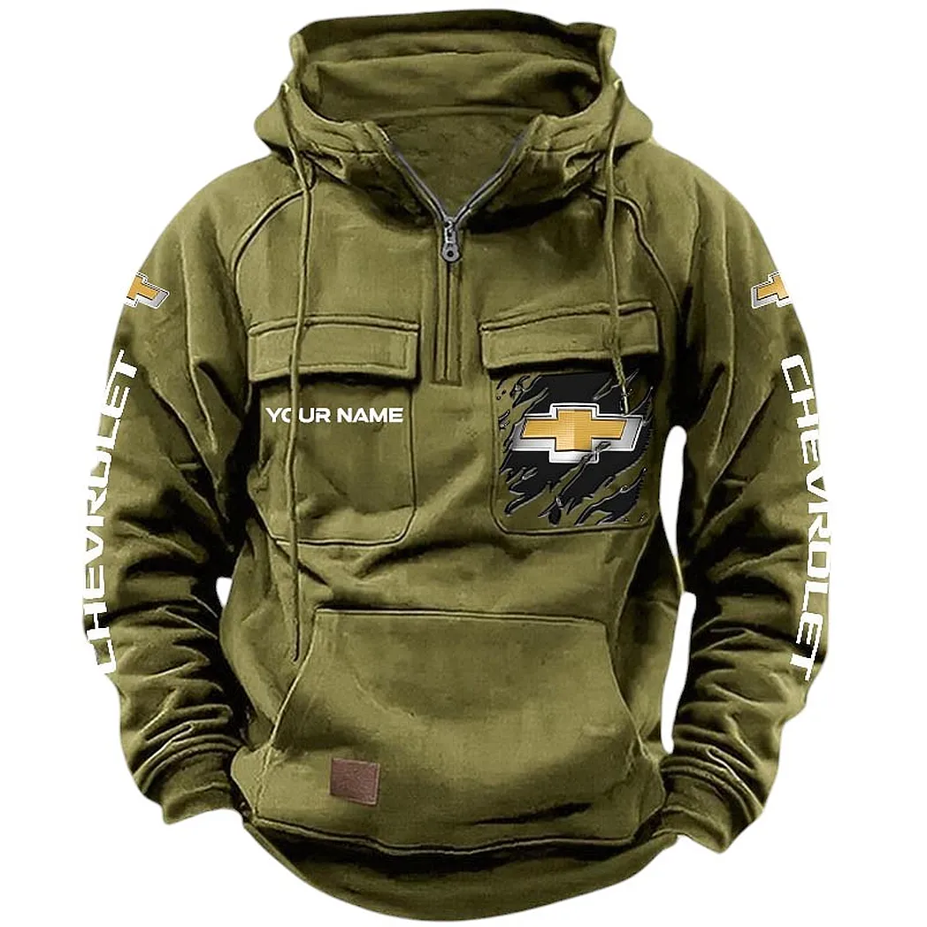 Chevrolet Hoodie Tactical Quarter Zip, Gift For Chevrolet Lovers CAR164022425126 - Army Green