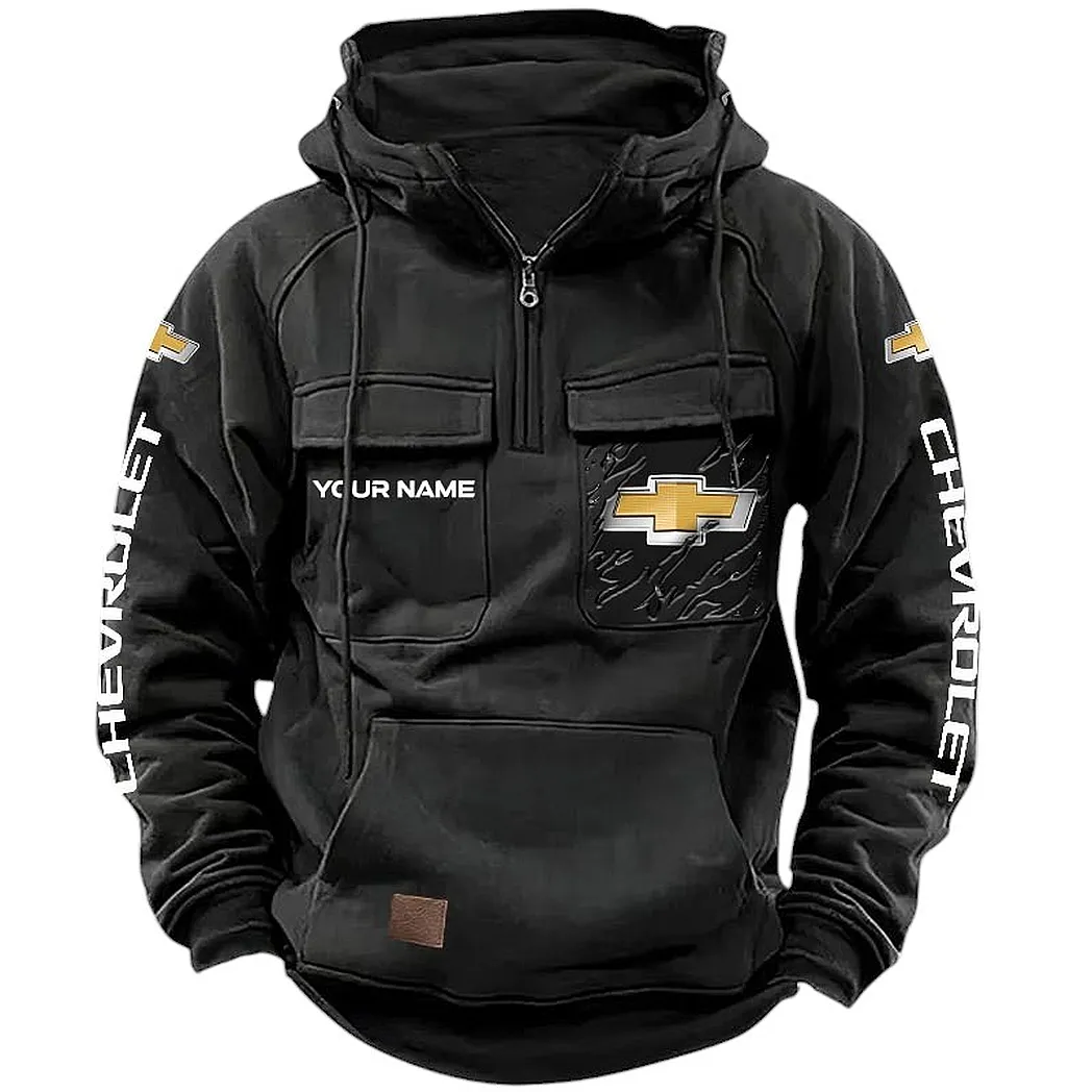 Chevrolet Hoodie Tactical Quarter Zip, Gift For Chevrolet Lovers CAR164022425126 - Black