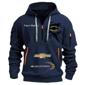 Chevrolet Silverado Half Zip Hoodie CAR113021425793, Best Gift for Him, Husband, Boyfriend - Navy
