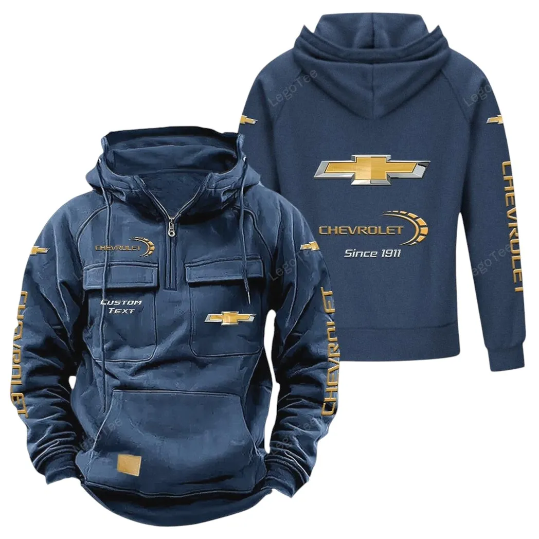 Chevrolet Tactical Quarter Zip Hoodie, Gift For Chevrolet Lovers, Gift For Him, Husband, Boyfriend - Dark Blue CAR96021425680-3