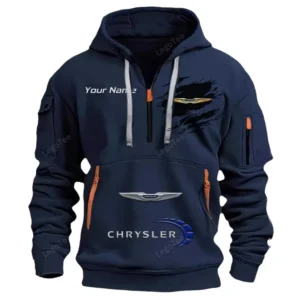 Chrysler Half Zip Hoodie CAR113021425821, Best Gift for Him, Husband, Boyfriend - Navy