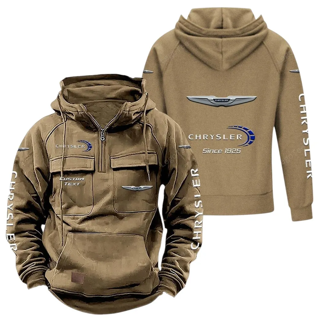 Chrysler Tactical Quarter Zip Hoodie, Gift For Chrysler Lovers, Gift For Him, Husband, Boyfriend - Khaki CAR96021425737-4