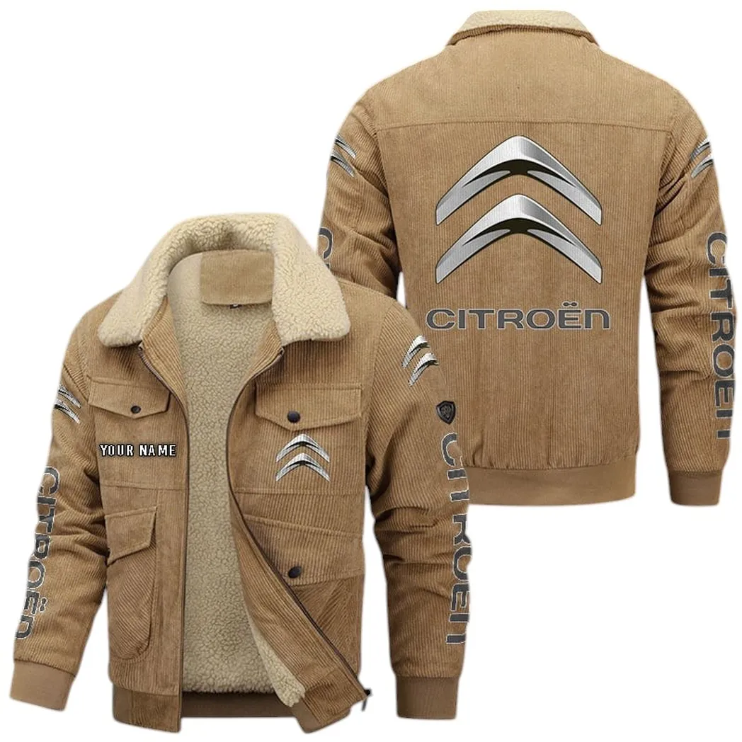 Citroen Corduroy Jacket For Men, Gift For Citroen Lovers CAR42022225647 - Khaki