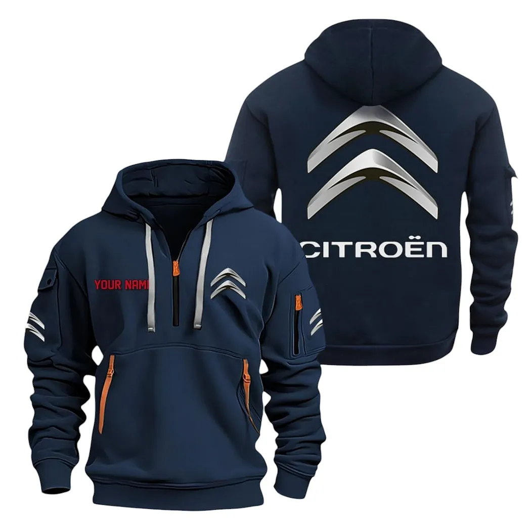 Citroen Half Zip Hoodie For Men, Gift For Citroen Lovers CAR20022125754 - Navy