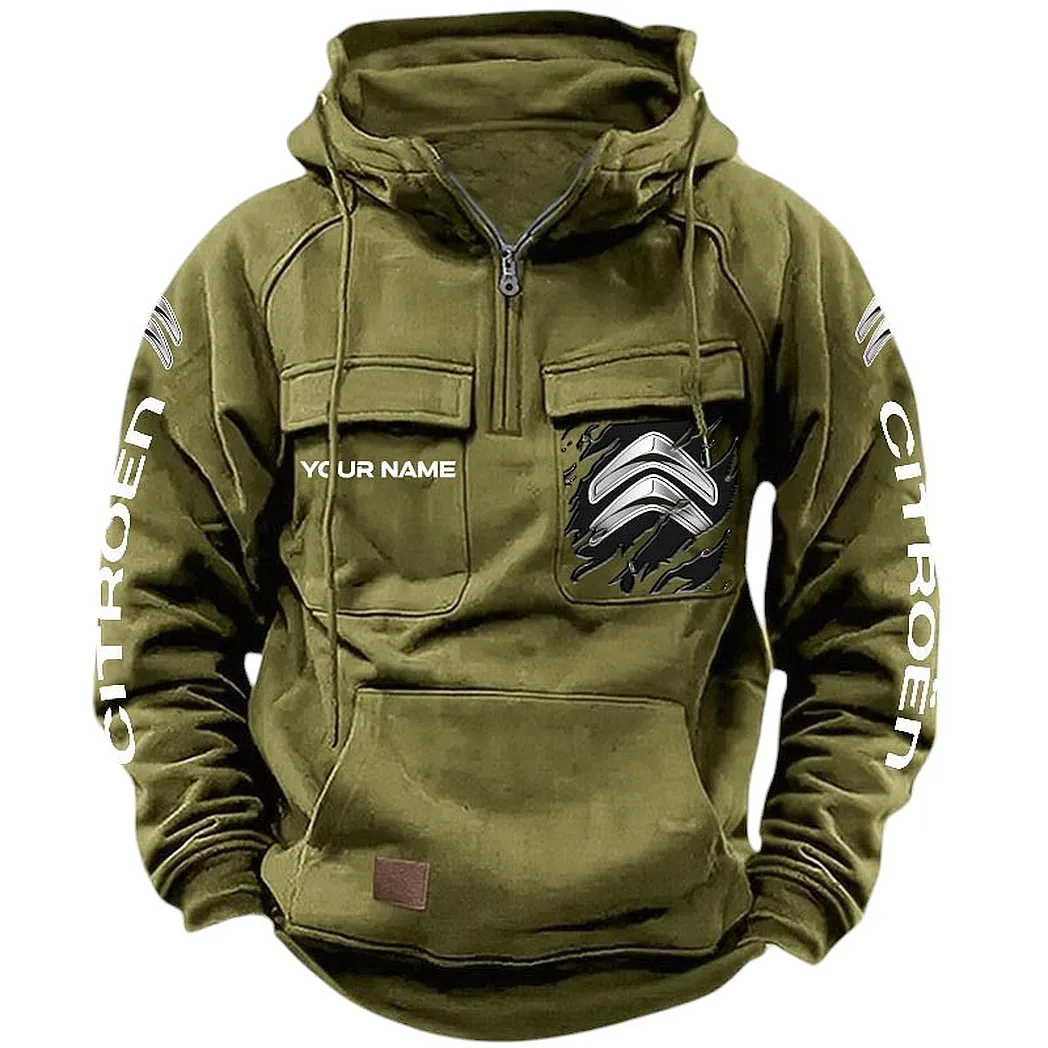 Citroen Hoodie Tactical Quarter Zip, Gift For Citroen Lovers CAR164022425145 - Army Green