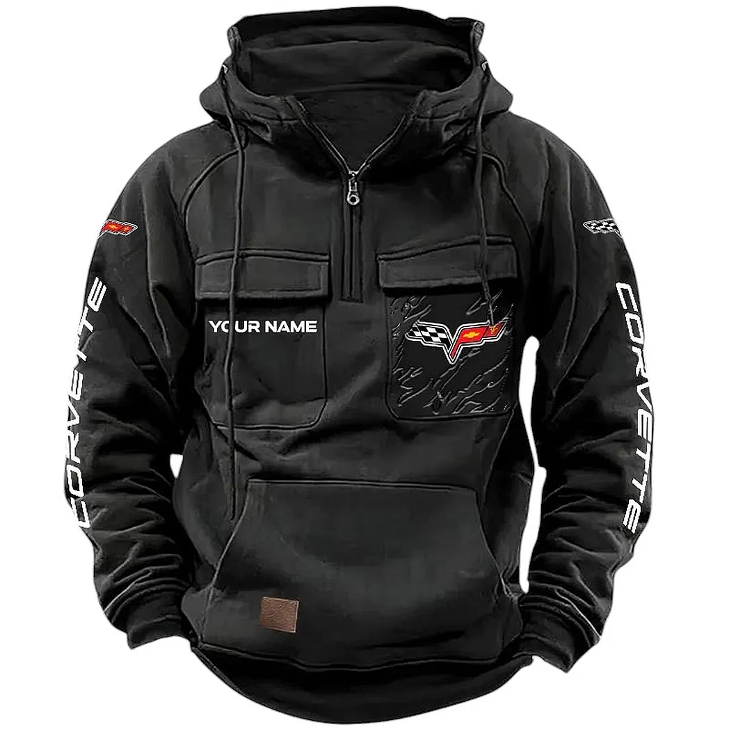 Corvette c6 Hoodie Tactical Quarter Zip, Gift For Corvette c6 Lovers CAR164022425129 - Black