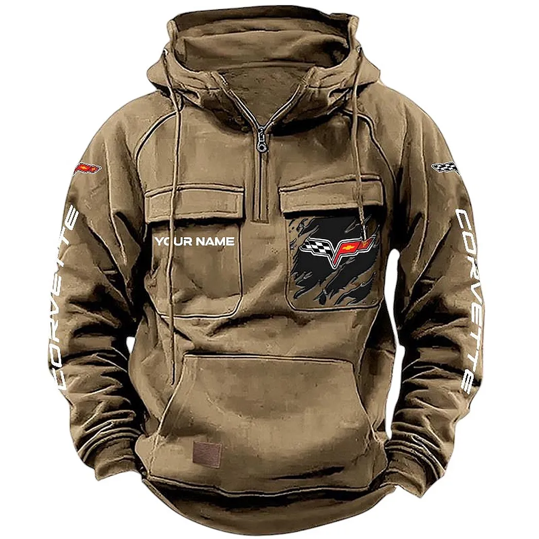 Corvette c6 Hoodie Tactical Quarter Zip, Gift For Corvette c6 Lovers CAR164022425129 - Khaki