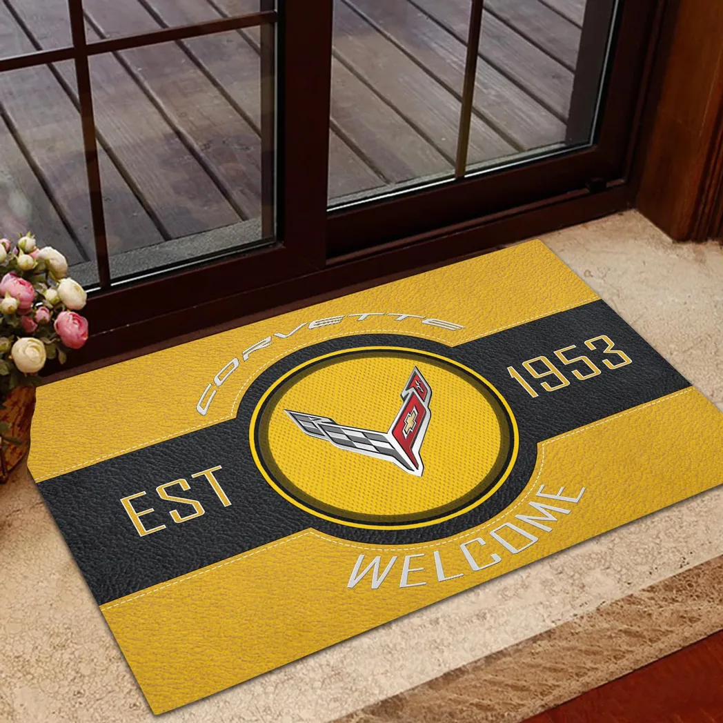 Corvette Doormat, Gift For Corvette Lovers, Gift For Him, Husband, Boyfriend CAR16902262513 - Yellow