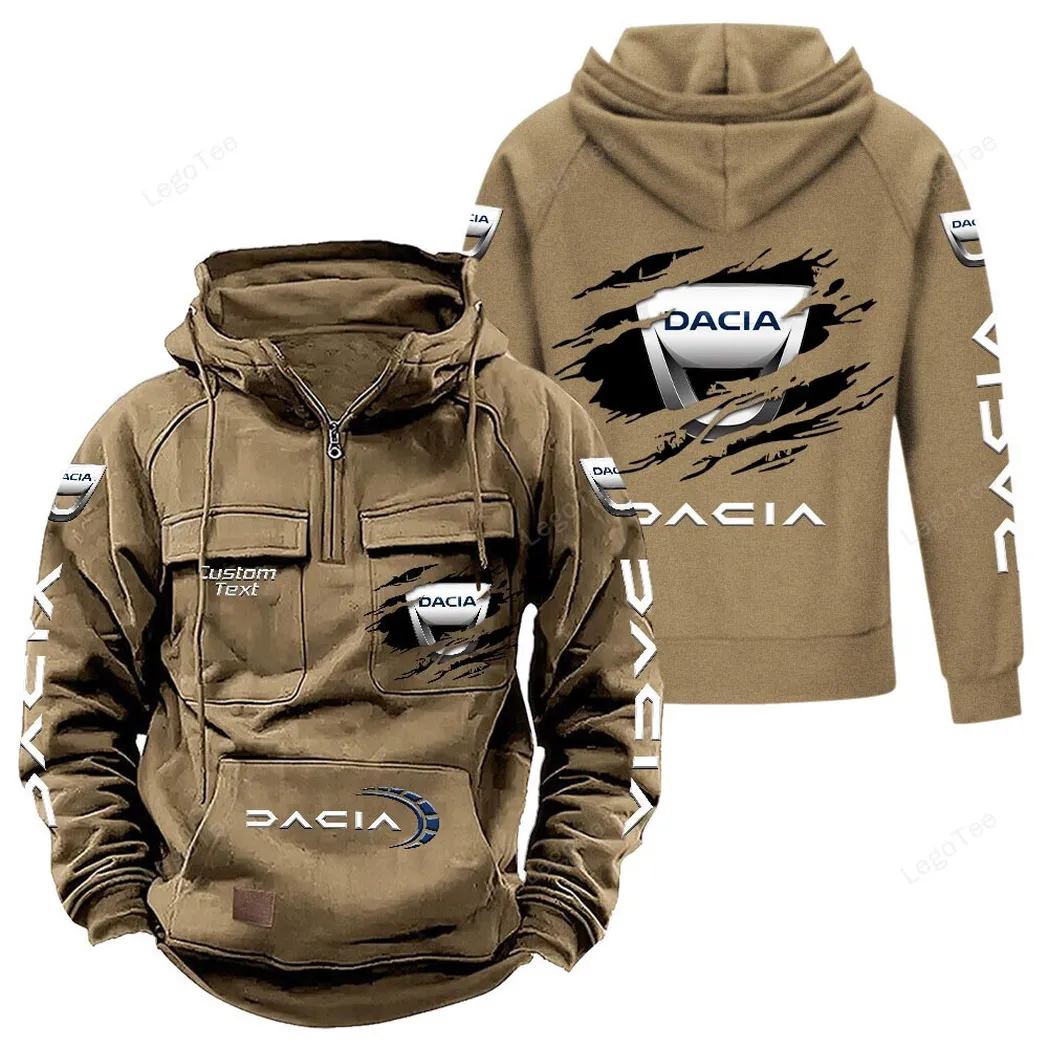 Dacia Tactical Quarter Zip Hoodie, Gift For Dacia Lovers, Gift For Him, Husband, Boyfriend - Khaki CAR122021425074-4
