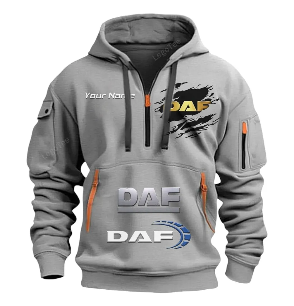 DAF Half Zip Hoodie CAR113021425830, Best Gift for Him, Husband, Boyfriend - Gray
