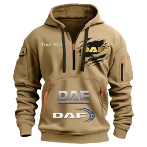 DAF Half Zip Hoodie CAR113021425830, Best Gift for Him, Husband, Boyfriend - Khaki