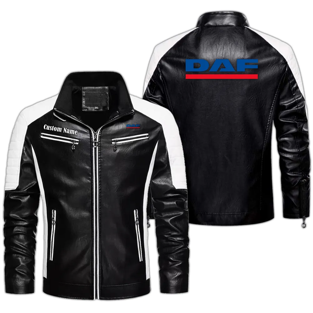 Daf Men's PU Leather Jacket  CAR0401022114, CAR All Over Print Men's PU Leather Jacket - Black