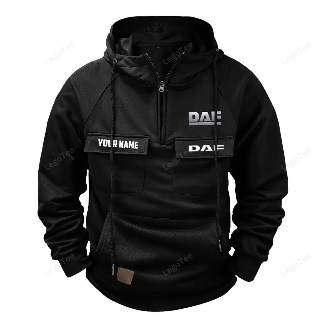 DAF Tactical Quarter Zip Hoodie, Gift For DAF Lovers, Gift For Him, Husband, Boyfriend - Black CAR109021425354-2