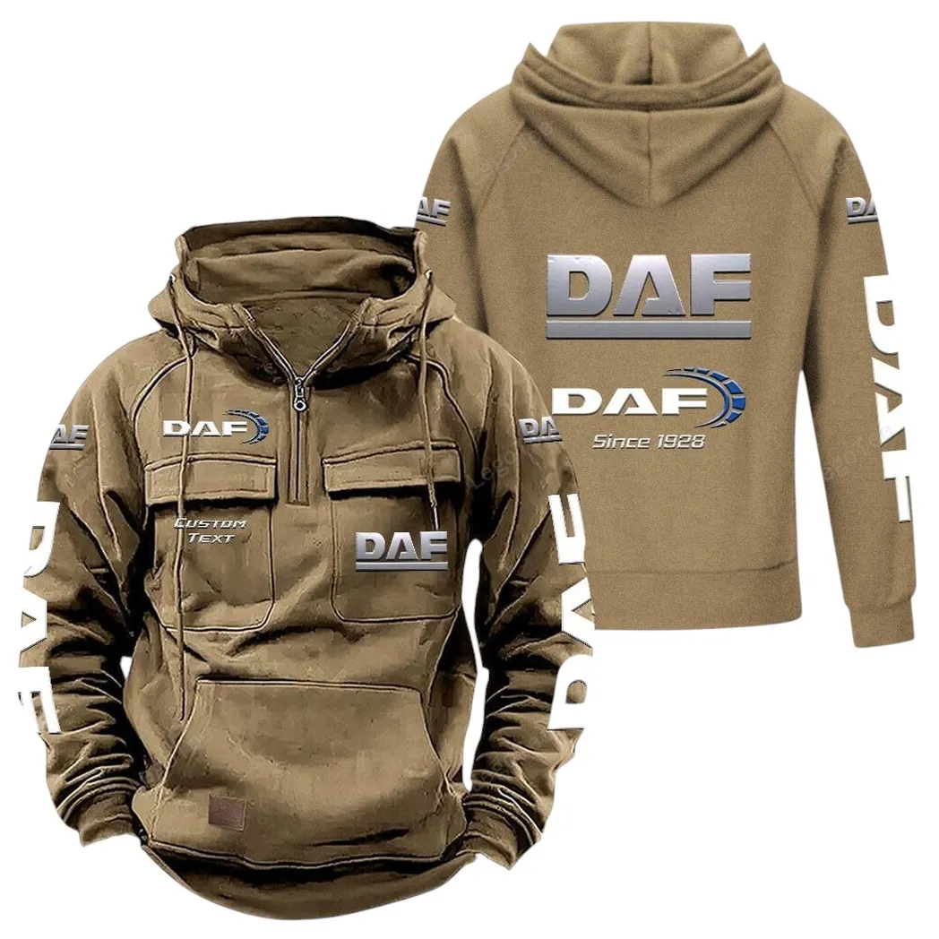 DAF Tactical Quarter Zip Hoodie, Gift For DAF Lovers, Gift For Him, Husband, Boyfriend - Khaki CAR96021425736-4