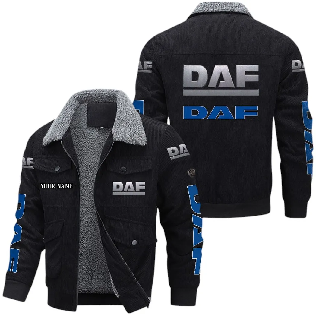 DAF Trucks Corduroy Jacket For Men, Gift For DAF Trucks Lovers CAR149022225901 - Black