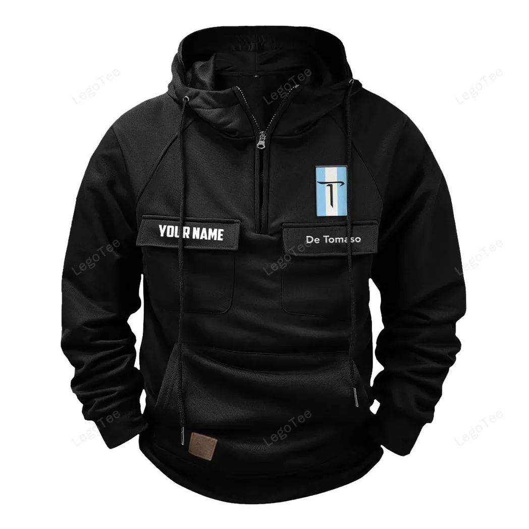 De Tomaso Tactical Quarter Zip Hoodie, Gift For De Tomaso Lovers, Gift For Him, Husband, Boyfriend - Black CAR109021425366-2