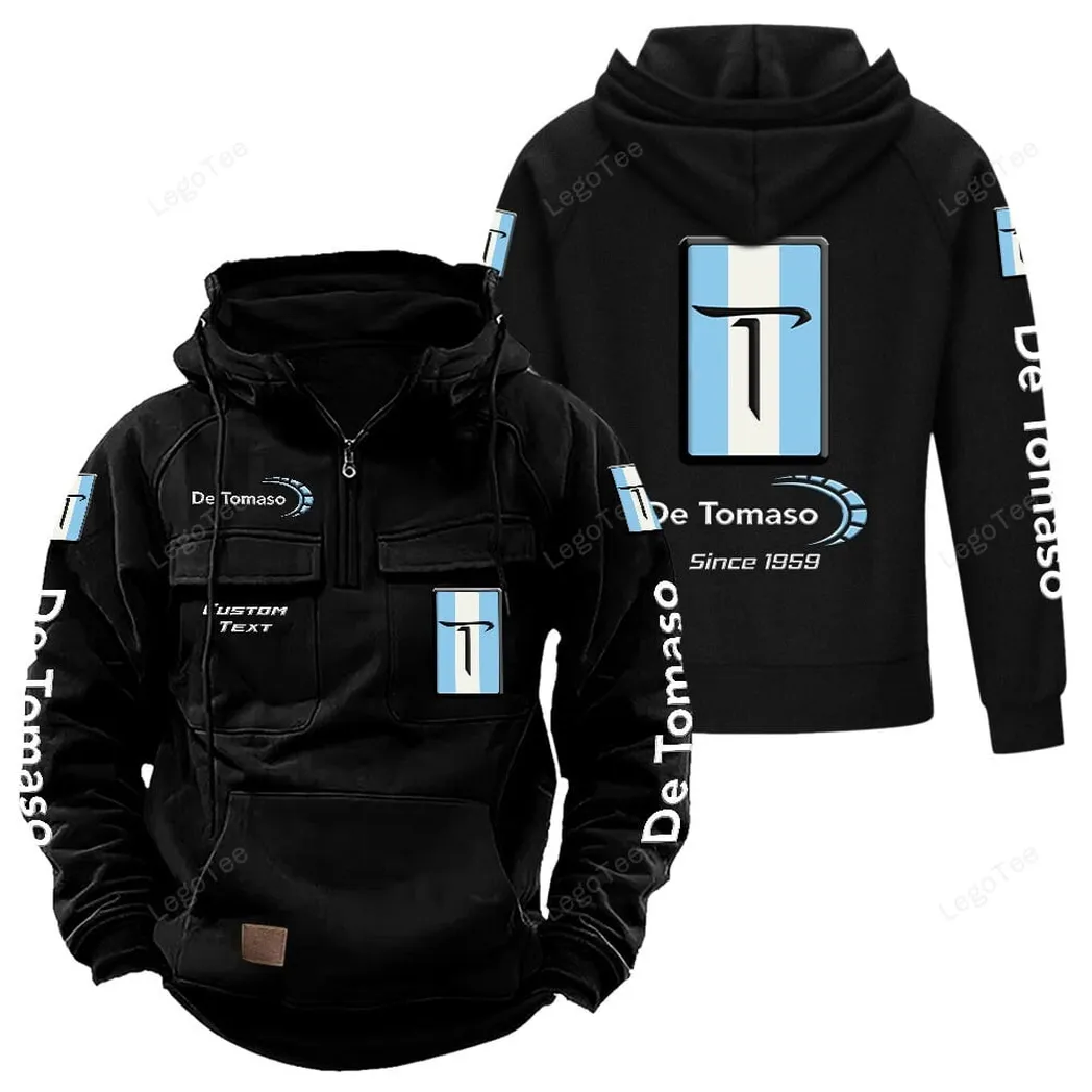De Tomaso Tactical Quarter Zip Hoodie, Gift For De Tomaso Lovers, Gift For Him, Husband, Boyfriend - Black CAR96021425695-2