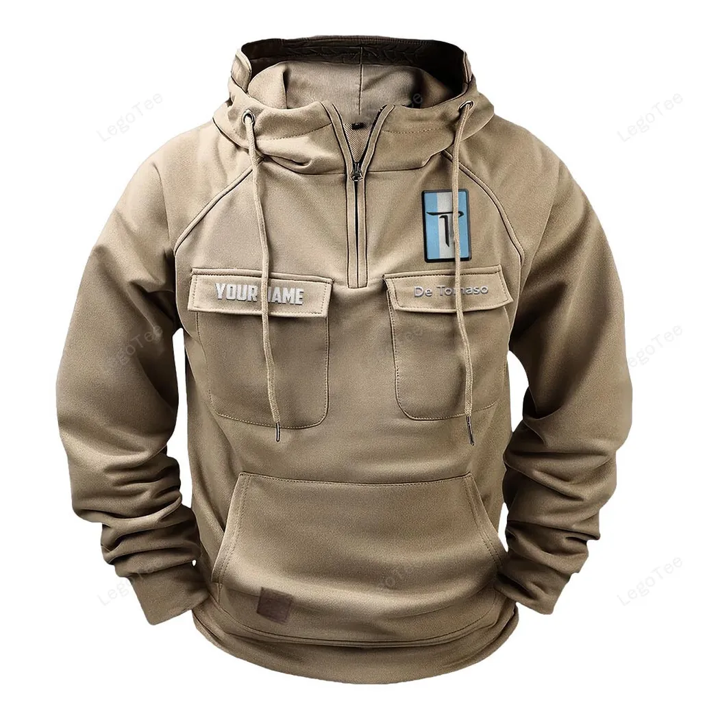 De Tomaso Tactical Quarter Zip Hoodie, Gift For De Tomaso Lovers, Gift For Him, Husband, Boyfriend - Khaki CAR109021425366-4