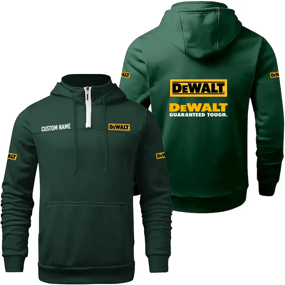 DeWalt Casual Stand up Collar Hoodie CAR0301022057, CAR All Over Print Casual Stand up Collar Hoodie - Dark Green