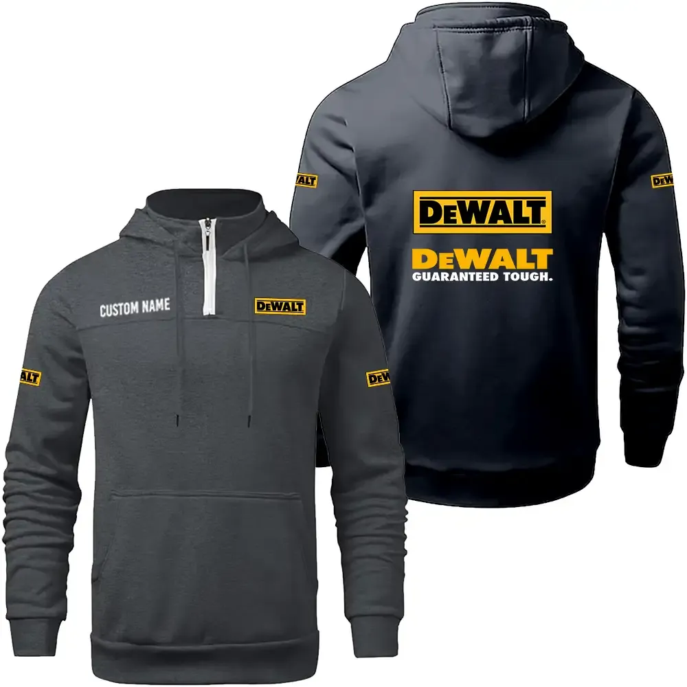 DeWalt Casual Stand up Collar Hoodie CAR0301022057, CAR All Over Print Casual Stand up Collar Hoodie - Dark Grey