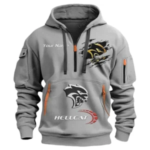 Dodge Challenger Hellcat Half Zip Hoodie CAR113021425822, Best Gift for Him, Husband, Boyfriend - Gray