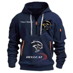 Dodge Challenger Hellcat Half Zip Hoodie CAR113021425822, Best Gift for Him, Husband, Boyfriend - Navy