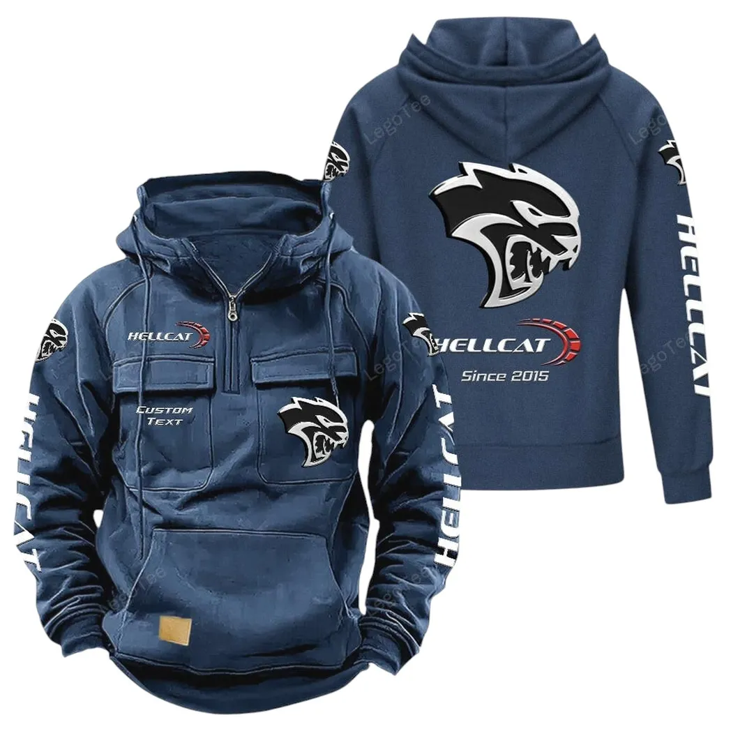 Dodge Challenger Hellcat Tactical Quarter Zip Hoodie, Gift For Dodge Challenger Hellcat Lovers, Gift For Him, Husband, Boyfriend - Dark Blue CAR96021425723-3