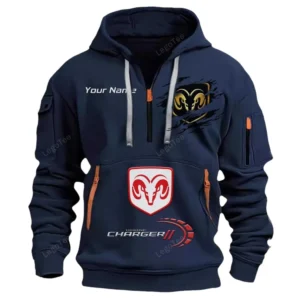 Dodge Charger Half Zip Hoodie CAR113021425810, Best Gift for Him, Husband, Boyfriend - Navy
