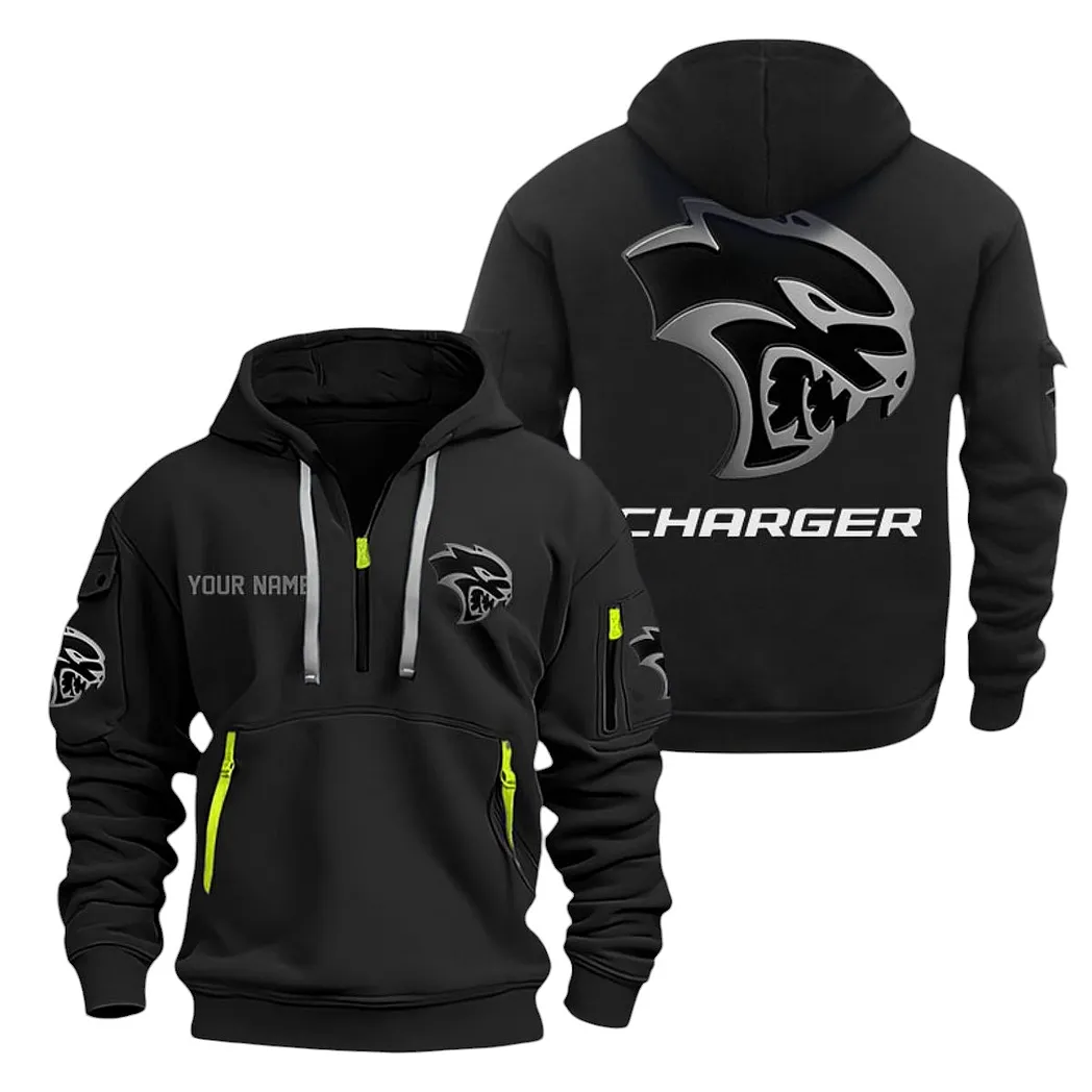 Dodge Charger Half Zip Hoodie For Men, Gift For Dodge Charger Lovers CAR20022125730 - Black