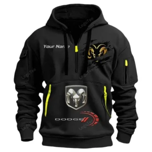 Dodge Half Zip Hoodie CAR113021425814, Best Gift for Him, Husband, Boyfriend - Black