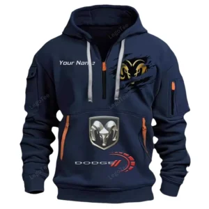 Dodge Half Zip Hoodie CAR113021425814, Best Gift for Him, Husband, Boyfriend - Navy