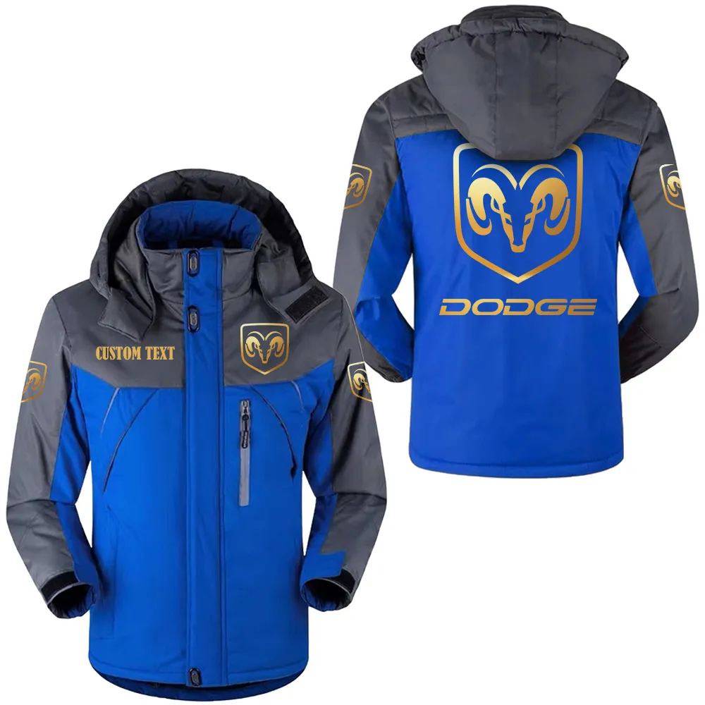 Dodge Hooded Fleece Long Jacket HFLJ0112312039, CAR All Over Print Hooded Fleece Long Jacket - Blue