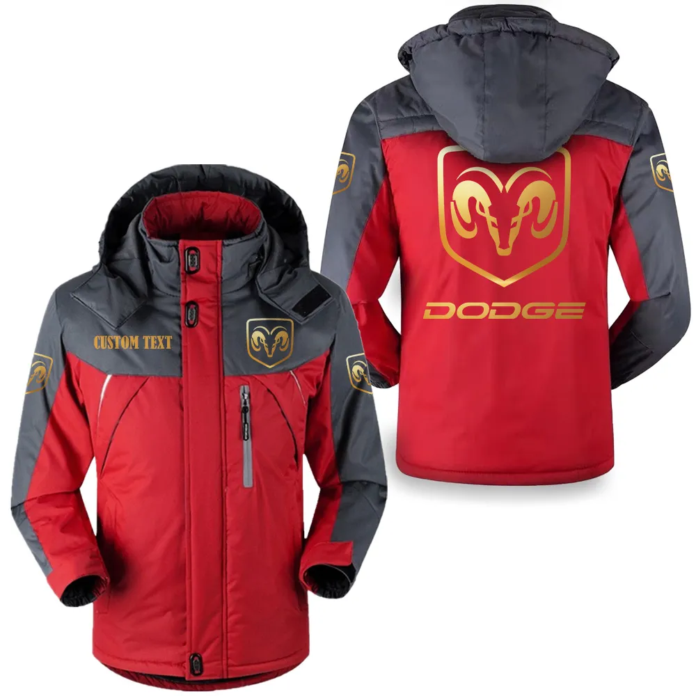 Dodge Hooded Fleece Long Jacket HFLJ0112312039, CAR All Over Print Hooded Fleece Long Jacket - Red