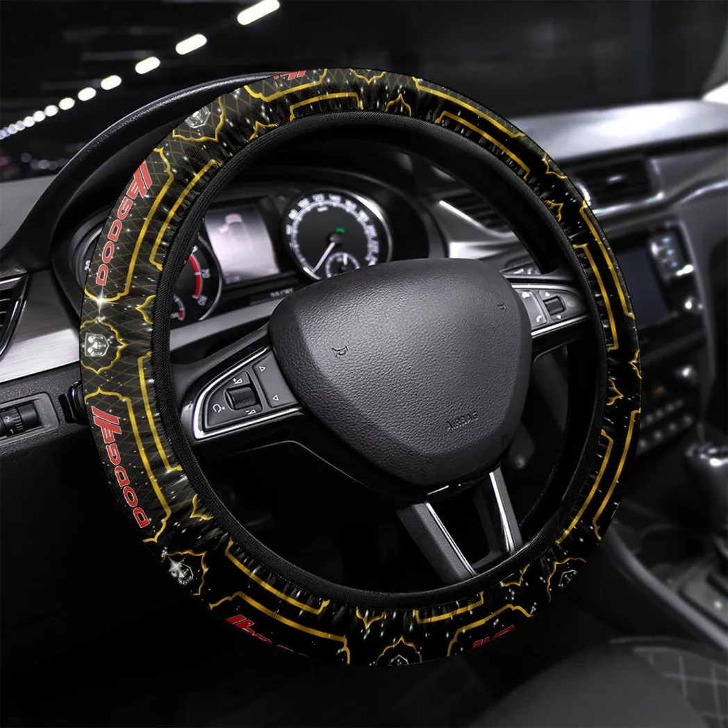 Dodge Steering Wheel Cover, Personalized Gifts For Him, Boyfriend, Husband - Yellow CAR55021425307