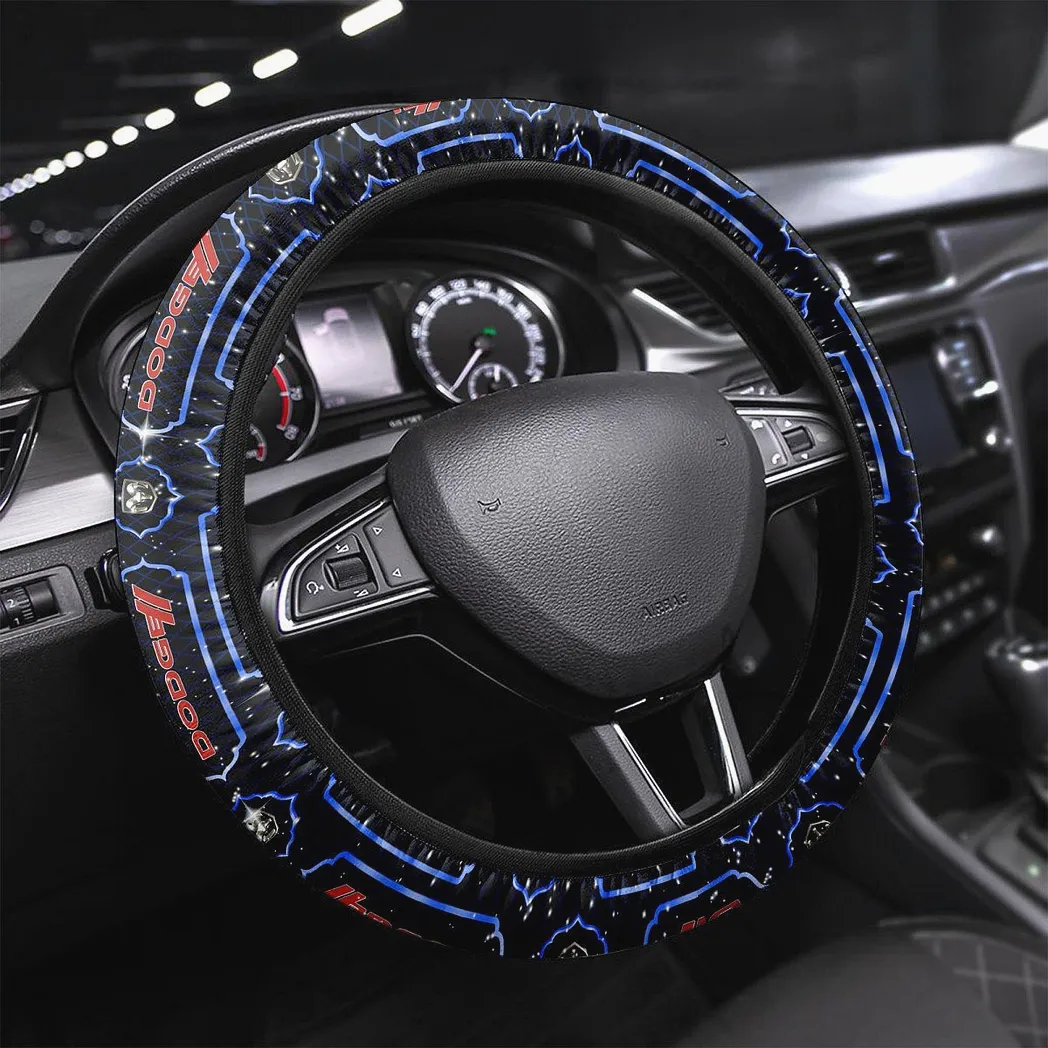 Dodge Steering Wheel Cover, Gift For Dodge Fan CAR146021725022 - Blue