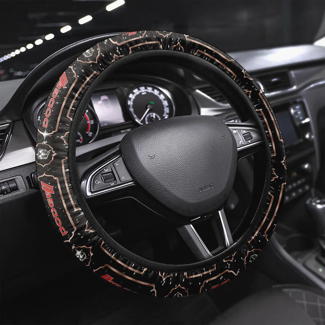 Dodge Steering Wheel Cover, Gift For Dodge Fan CAR146021725022 - Brown
