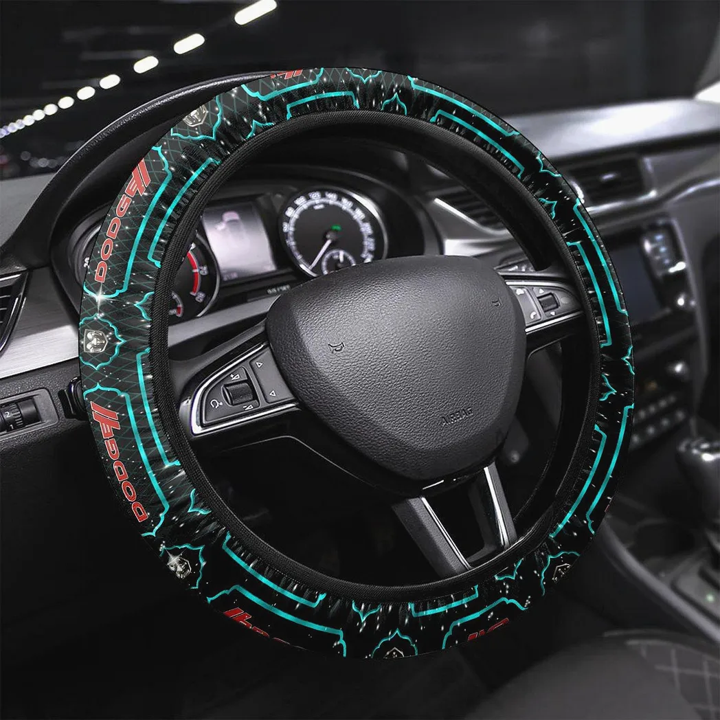 Dodge Steering Wheel Cover, Gift For Dodge Fan CAR146021725022 - Cyan