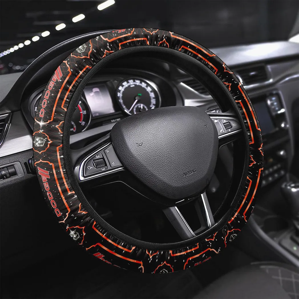 Dodge Steering Wheel Cover, Gift For Dodge Fan CAR146021725022 - Orange