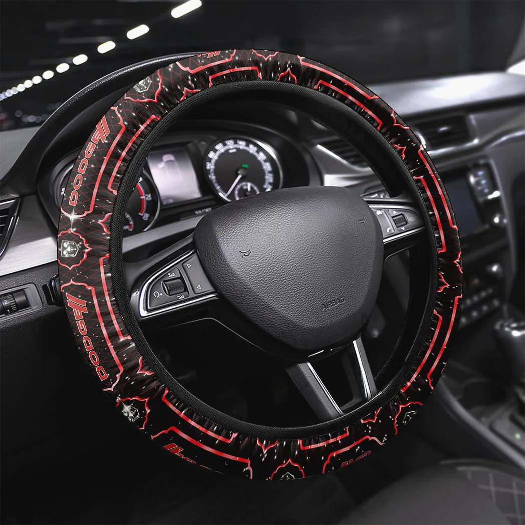 Dodge Steering Wheel Cover, Gift For Dodge Fan CAR146021725022 - Red