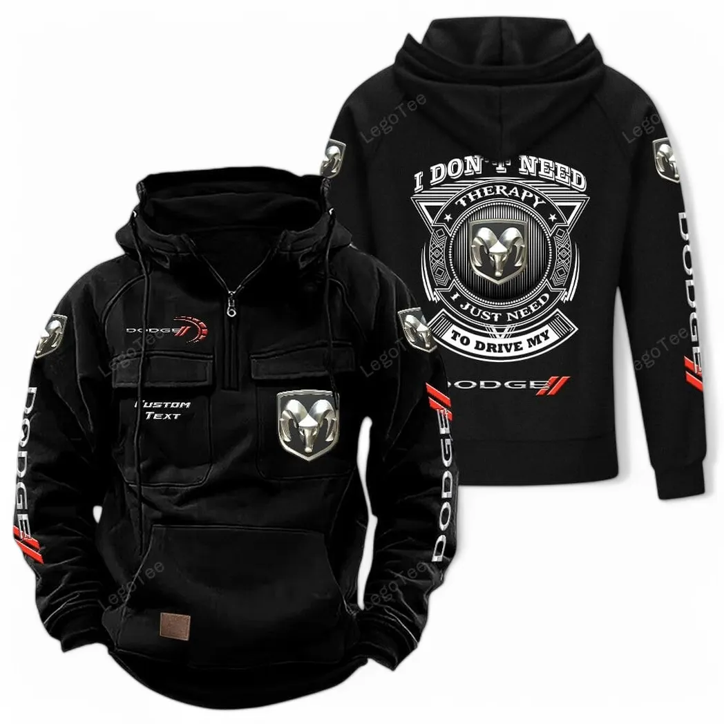 Dodge Tactical Quarter Zip Hoodie CAR106021525050, Gifts For Men, Him, Husband, Boyfriend - Black