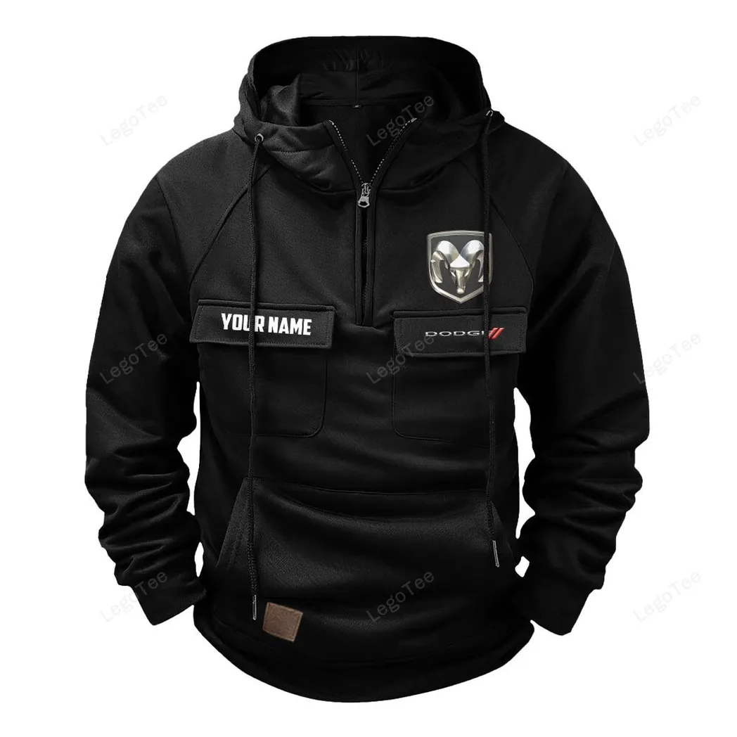 Dodge Tactical Quarter Zip Hoodie, Gift For Dodge Lovers, Gift For Him, Husband, Boyfriend - Black CAR109021425372-2