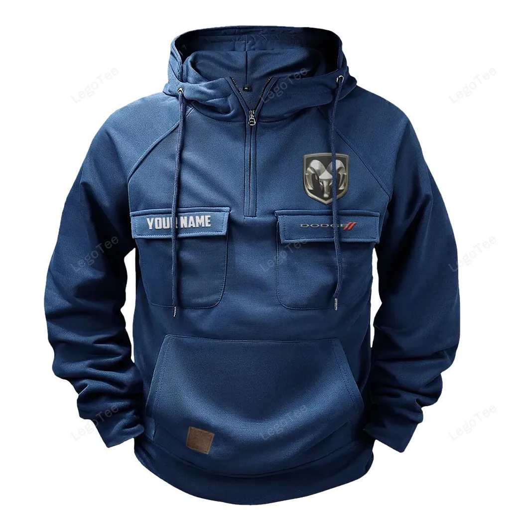 Dodge Tactical Quarter Zip Hoodie, Gift For Dodge Lovers, Gift For Him, Husband, Boyfriend - Dark Blue CAR109021425372-3