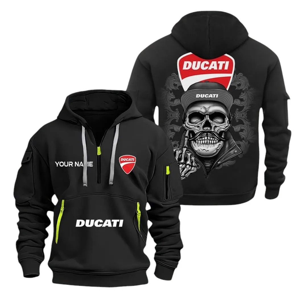 Ducati Half Zip Hoodie For Men, Gift For Ducati Fan CAR166022625187 - Black