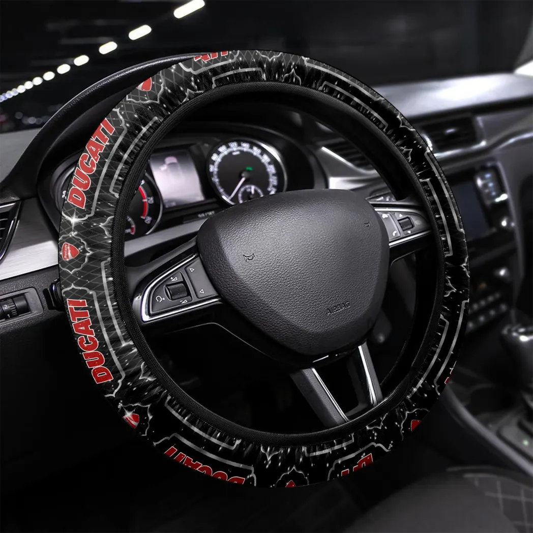 Ducati Steering Wheel Cover, Personalized Gifts For Him, Boyfriend, Husband - White CAR55021425303