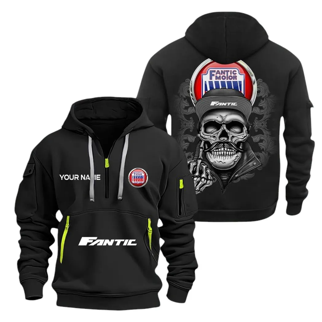 Fantic Motor Half Zip Hoodie For Men, Gift For Fantic Motor Fan CAR166022625203 - Black