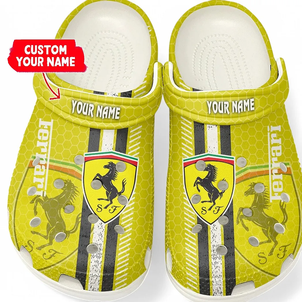 Ferrari Crocs Shoes Gift For Ferrari Lovers, Birthday Gift For Husband, Boyfriend CAR82022025589 - White