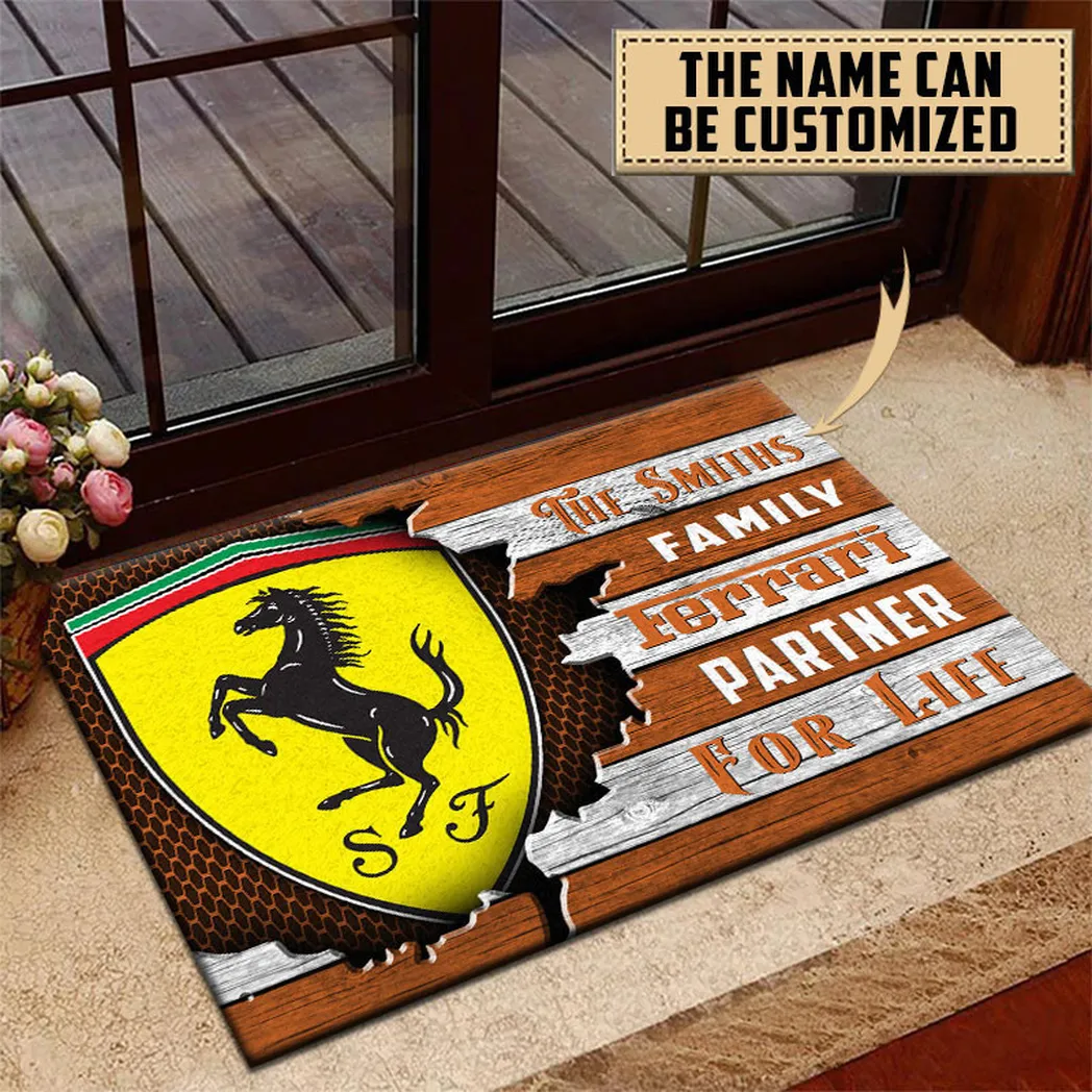Ferrari Doormat, Gift For Ferrari Lovers, Gift For Him, Husband, Boyfriend - Orange CAR135021225337-6