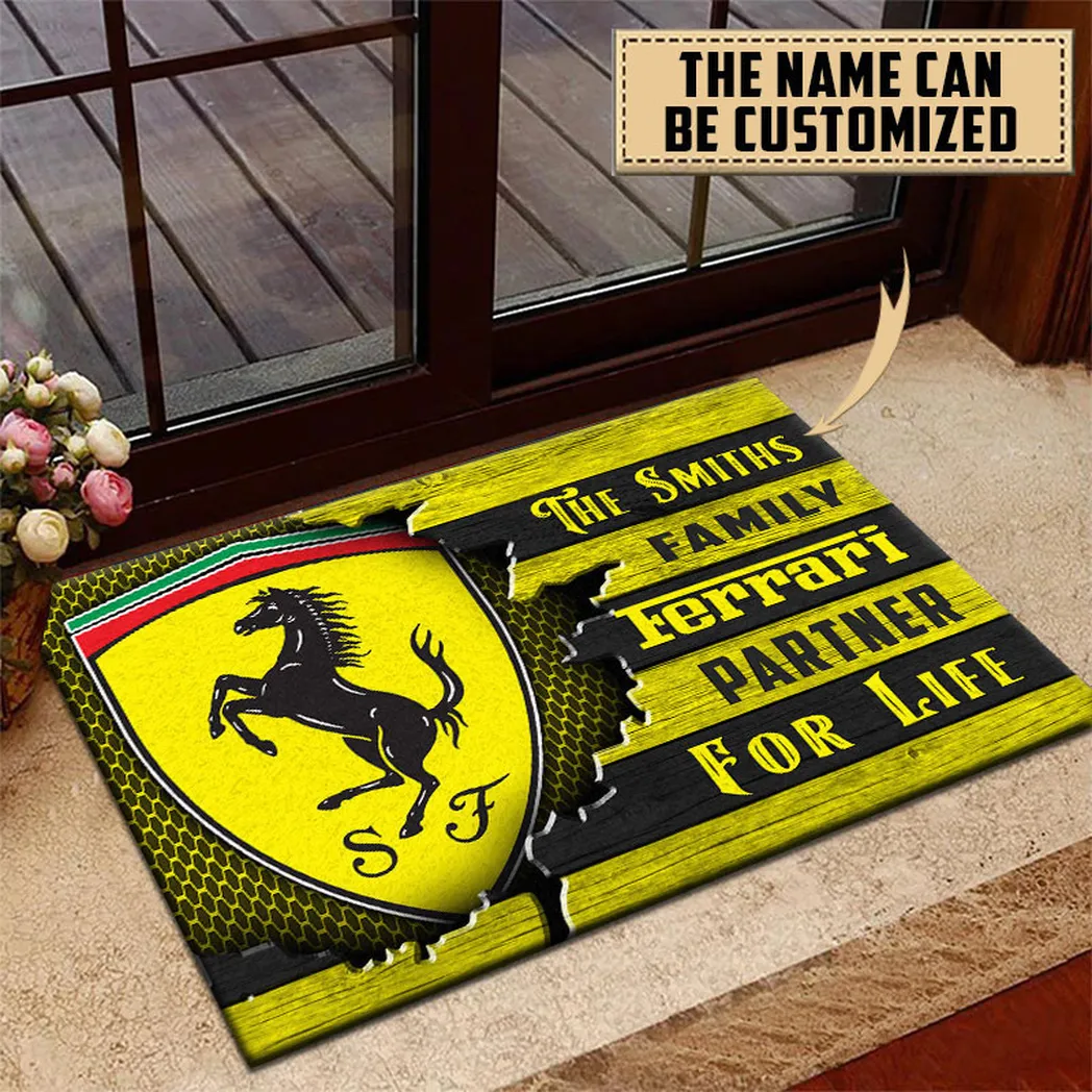 Ferrari Doormat, Gift For Ferrari Lovers, Gift For Him, Husband, Boyfriend - Yellow CAR135021225337-8