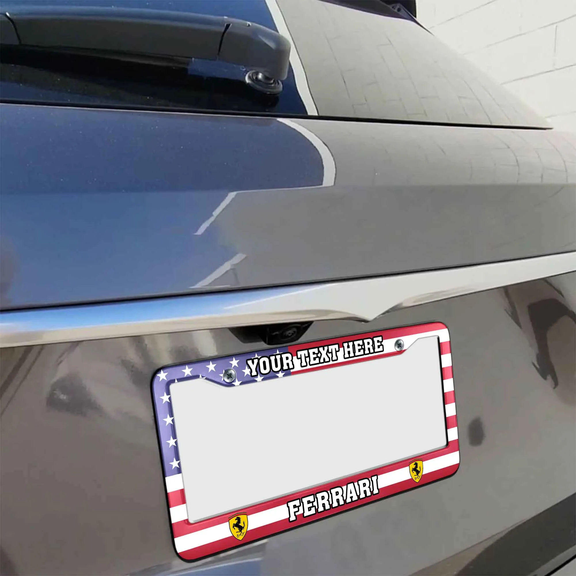 Ferrari License Plate Frame USA Flag Style, Gift For Ferrari Lovers LPF02030425903 - 2 Holes
